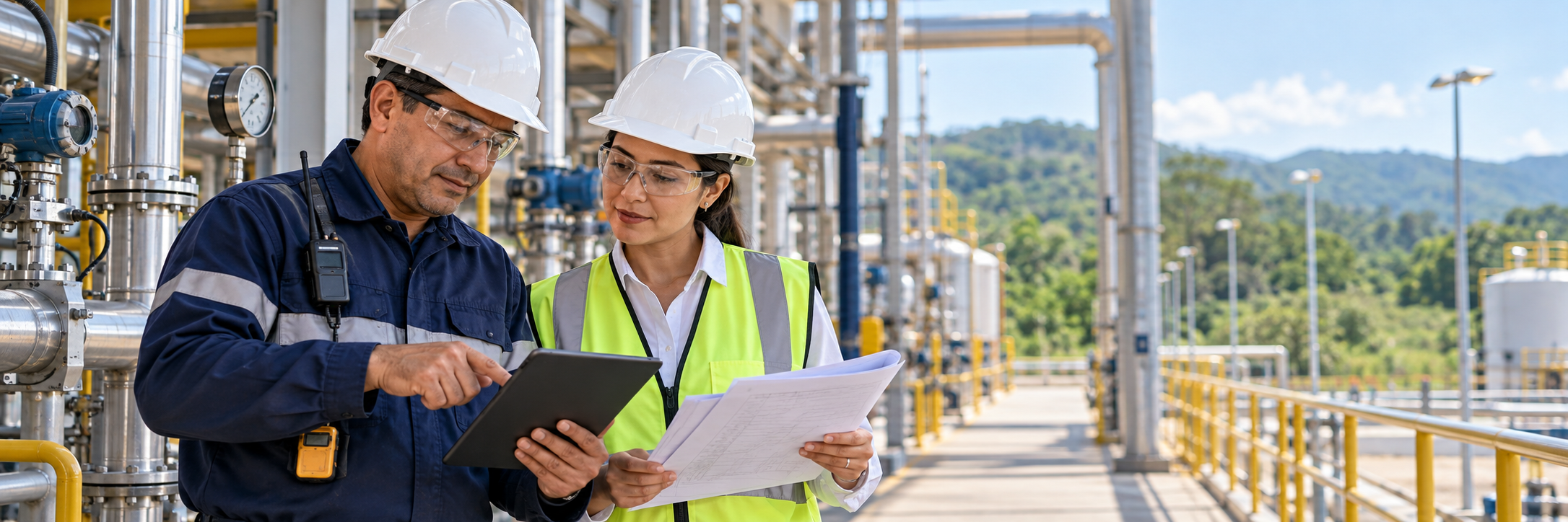 Profesionales realizan seguimiento técnico en una instalación industrial